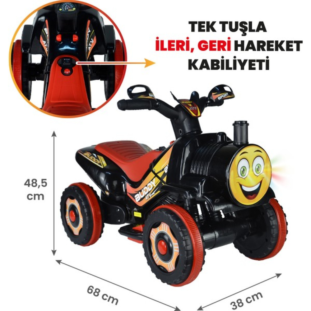 UJ Toys Buddy Akülü Atv 6V-SIYAH - Siyah Akülü Araba Fiyatı