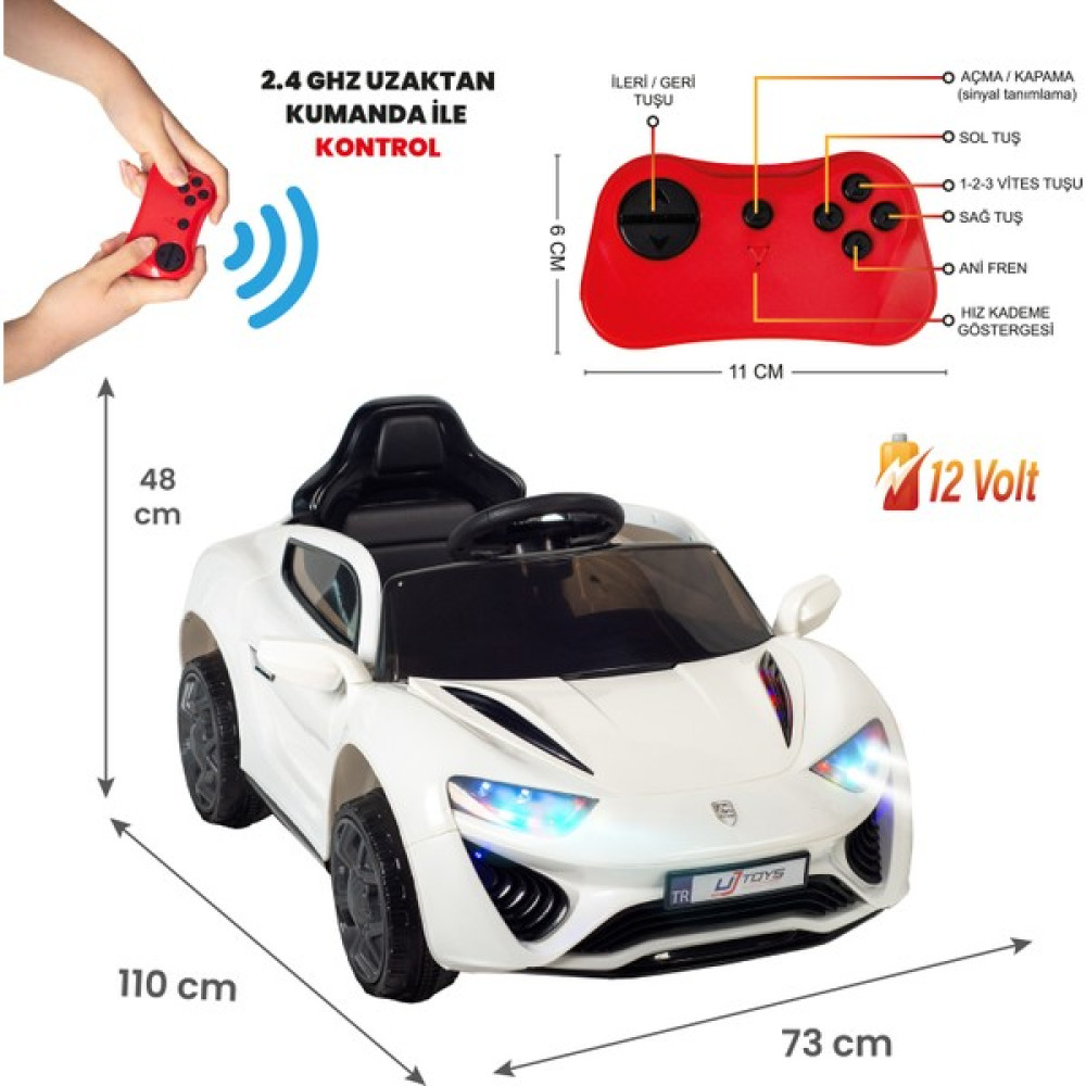 Uj Toys Jagor Akülü Araba 12V-BEYAZ - Beyaz Akülü Araba Fiyatı