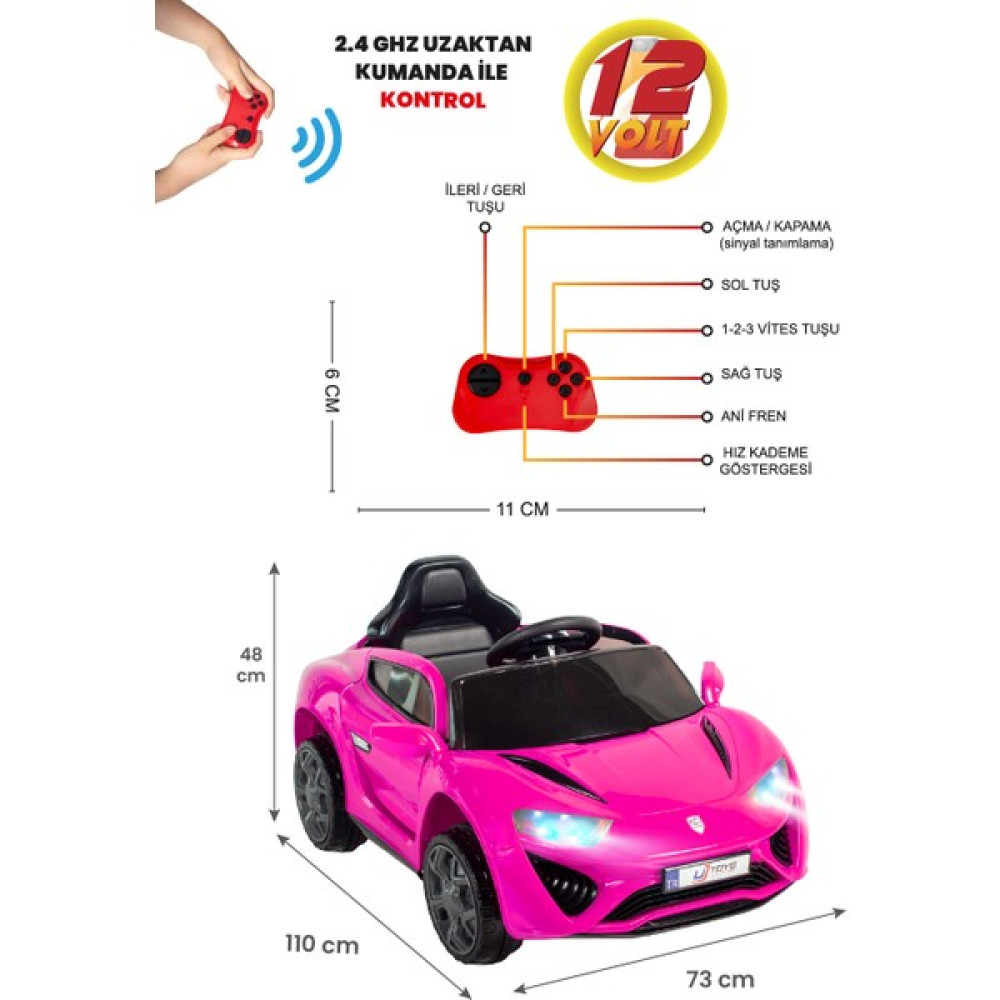 Uj Toys Jagor Akülü Araba 12V - Pembe Akülü Araba Fiyatı