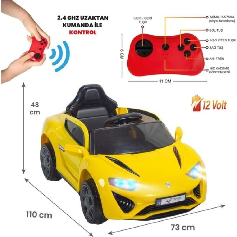 UJ Toys Jagor Akülü Araba 12V Sarı - Kırmızı - Beyaz Akülü Araba Fiyatı