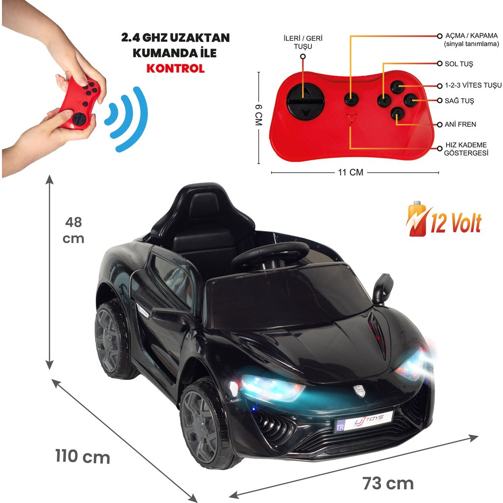 Uj Toys Jagor Akülü Araba 12V-SIYAH Anne Bebek Oyuncak Fiyatı