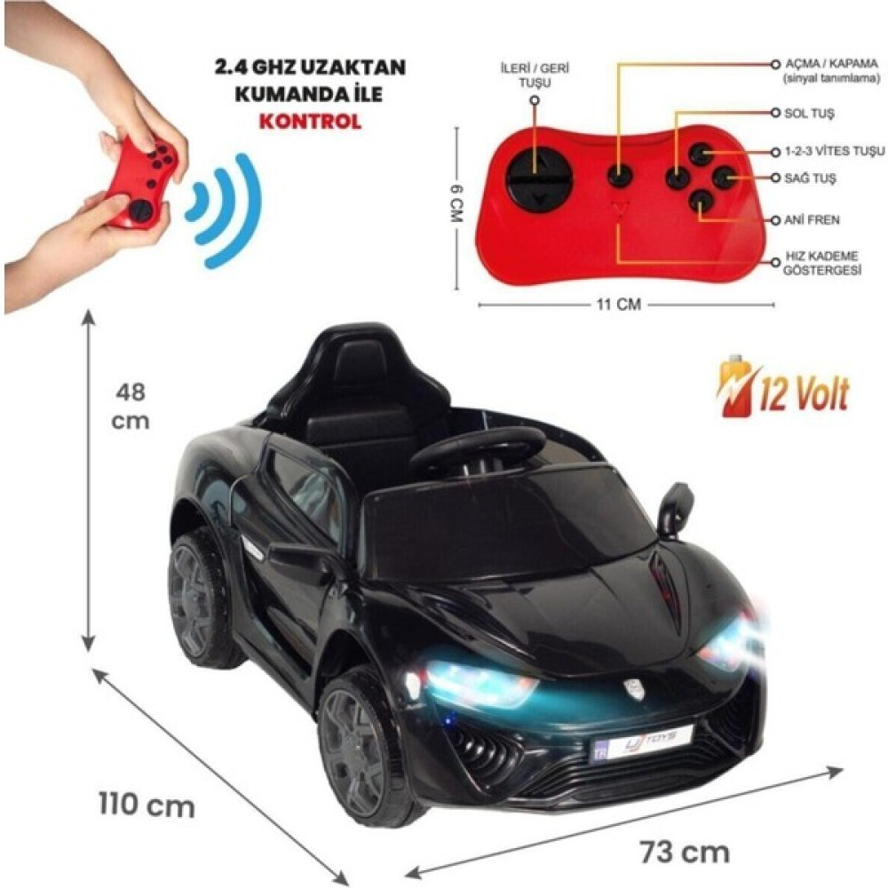 UJ Toys Jagor Akülü Araba 12V Siyah - Kırmızı - Beyaz Akülü Araba Fiyatı