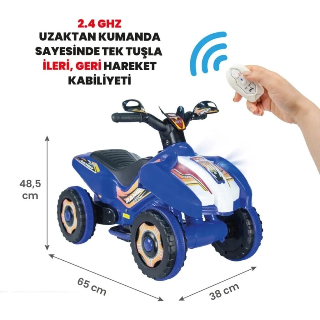 UJ Toys Mavi Kumandalı Yarış Arabası 6 Volt 35 kg Taşıma Kapasitesi ile Uzaktan Kumanda Özelliği TV Aksesuarları Fiyatı