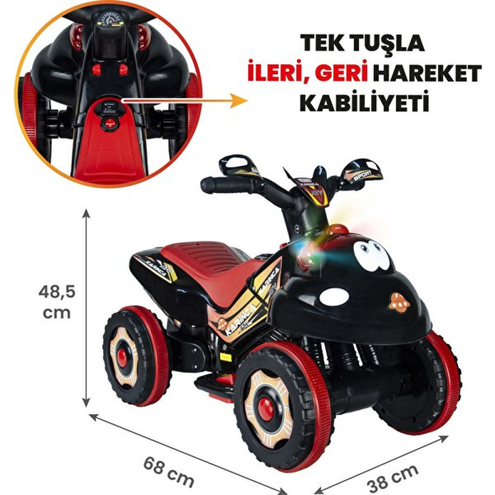Uj Toys Muzıklı Isıklı Atv Karınca 6 V - Siyah - Kırmızı Akülü Araba Fiyatı