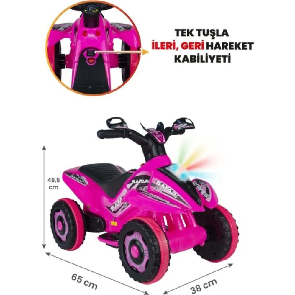 UJ Toys Müzikli ve LED Işıklı Safari Akülü Atv 6V-PEMBE - Pembe Akülü Araba Fiyatı