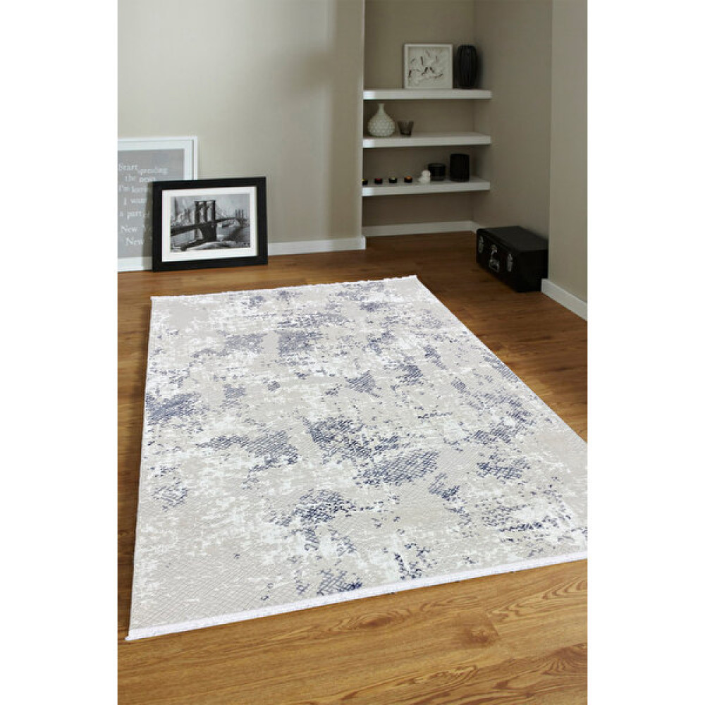 Ük Home 4m2-6m2 Bambu Tarz Modern Sık Dokuma Halı Salon Oturma Odası Mutfak Halısı Antialerjik Beyaz Mavi - 160 x 230 cm - Krem - Mavi Salon Halısı Fiyatı