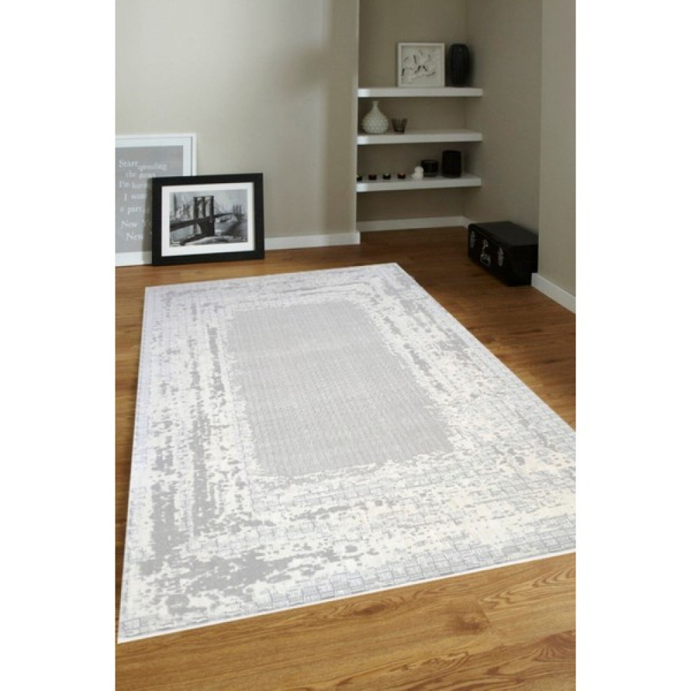 Ük Home 4m2-6m2 Bambu Tarz Modern Sık Dokuma Halı Salon Oturma Odası Mutfak Halısı Antialerjik Gri BEYAZ-2001-2839 - 160 x 230 cm - Beyaz - Gri Salon Halısı Fiyatı