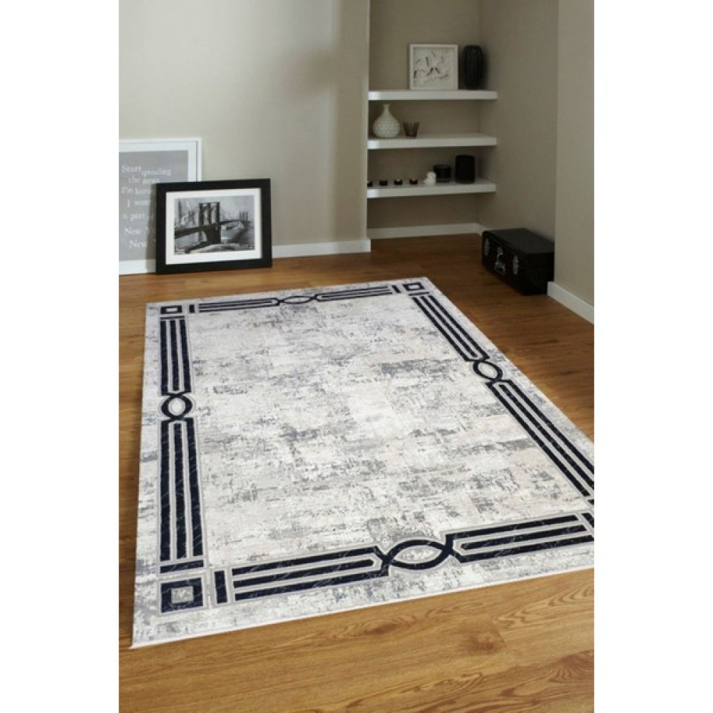 Ük Home 4m2-6m2 Bambu Tarz Modern Sık Dokuma Halı Salon Oturma Odası Mutfak Halısı Antialerjik Gri Lacivert - 160 x 230 cm - Lacivert - Gri Salon Halısı Fiyatı