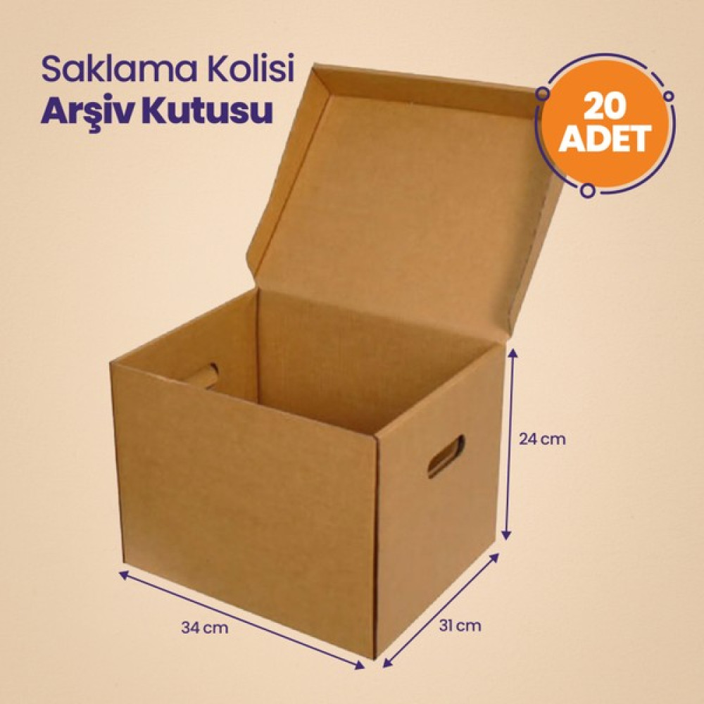 Ukapack Kapaklı Saklama Kutusu - Saklama Kolisi- Klasör Arşiv Kutusu ( 34X31X24) 20 Adet Nalburiye & Hırdavat Fiyatı