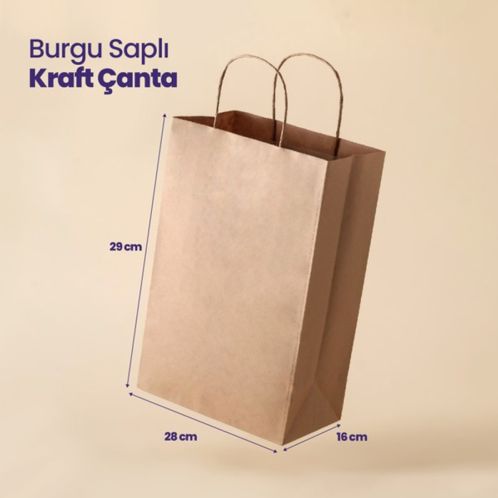Ukapack Kraft Poşet Burgu Saplı Karton Çanta 28X16X29 100 Adet Ofis Makineleri (Araçları) Fiyatı