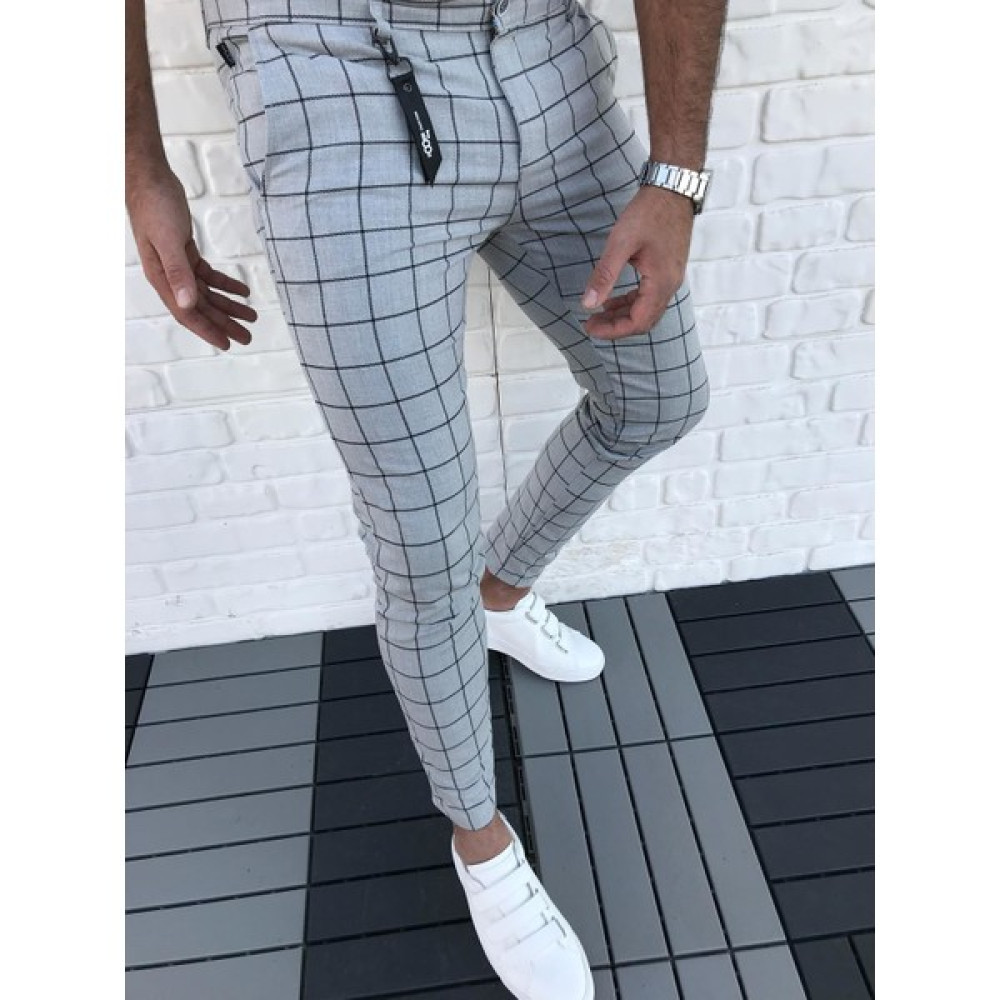 ukdwear Erkek Açık Gri Dar Kesim Ekose Kumaş Pantolon Erkek Pantolon Fiyatı