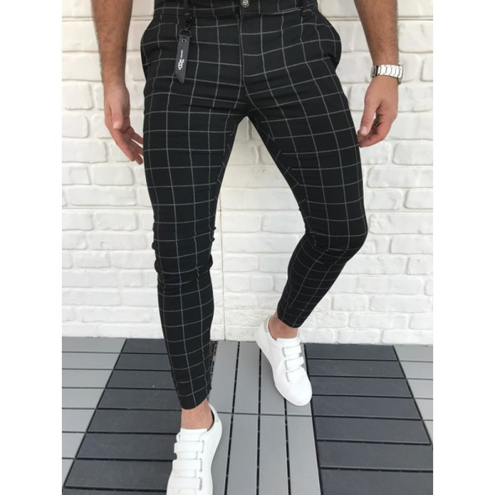 ukdwear Erkek Siyah Dar Kesim Ekose Kumaş Pantolon Erkek Pantolon Fiyatı