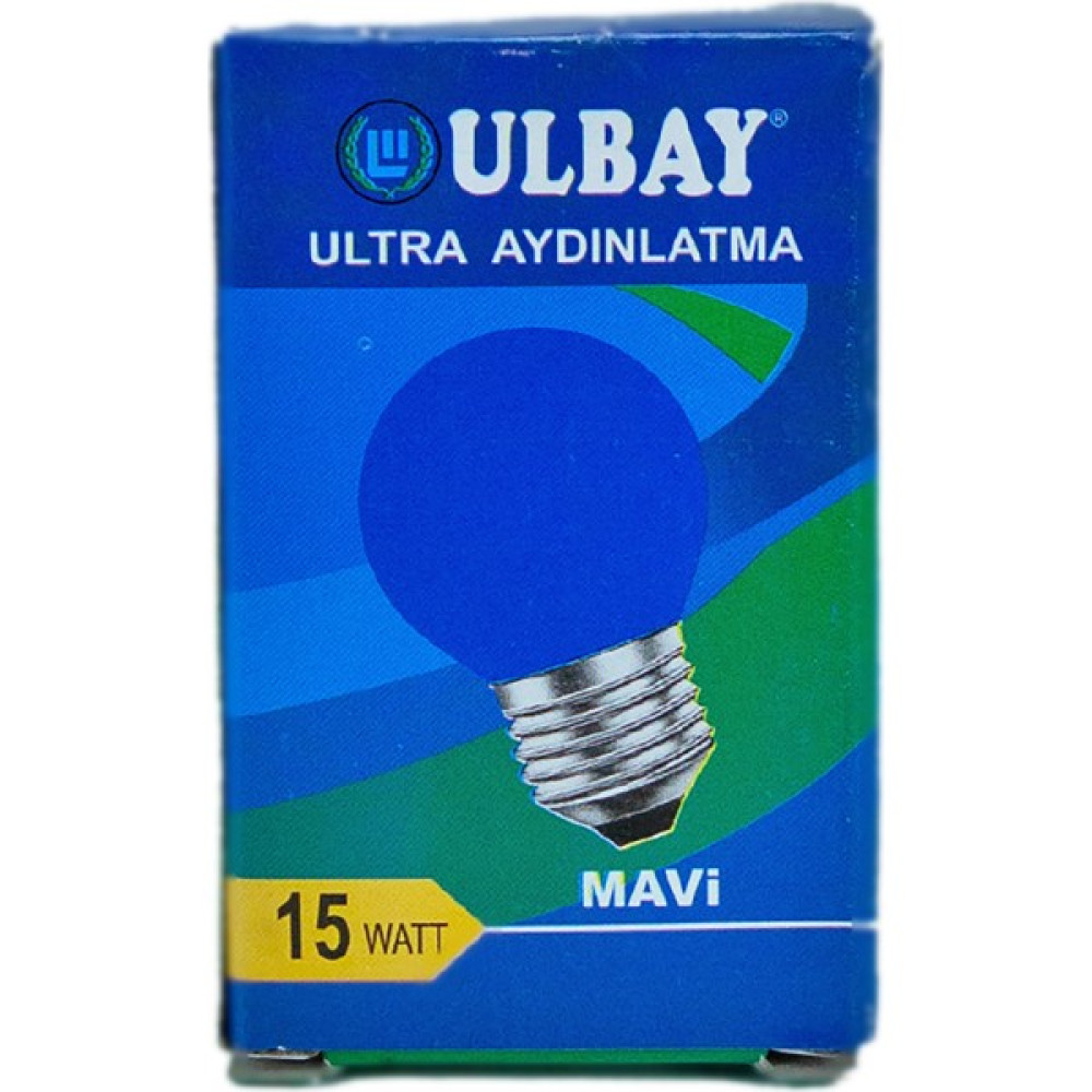 Ulbay 15W 230V E27 Mavi Cam Halojen Top Ampul Gece Lambası Fiyatı