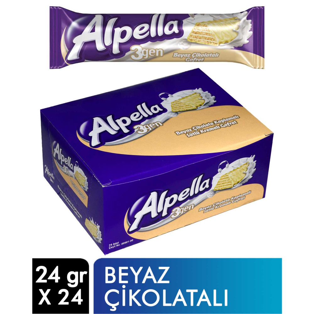 Ülker Alpella 3 Gen Beyaz Çikolatalı Gofret 28 gr x 24'lü Paket Çikolata ve Gofret Fiyatı
