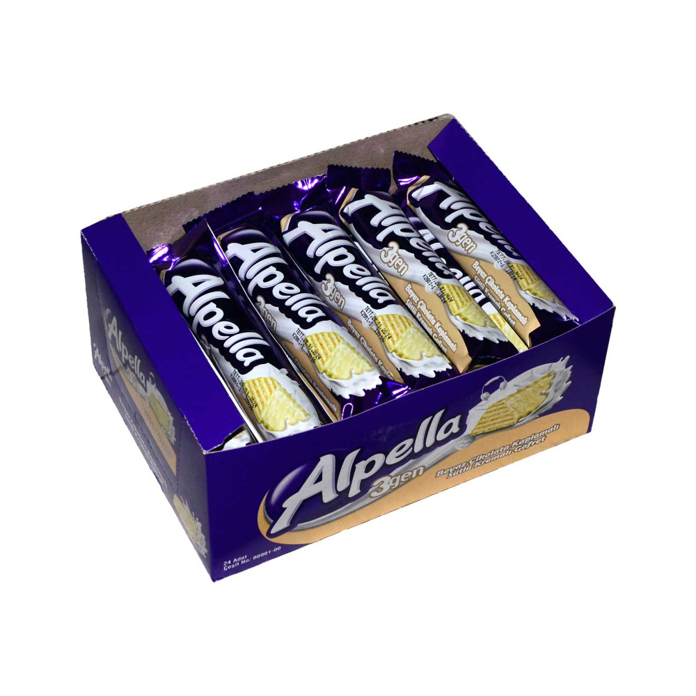 Ülker Alpella 3 Gen Beyaz Çikolatalı Gofret 28 gr x 24'lü Paket