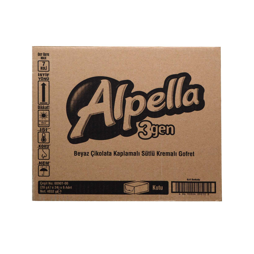 Ülker Alpella 3 Gen Beyaz Çikolatalı Gofret 28 gr x 24'lü Paket