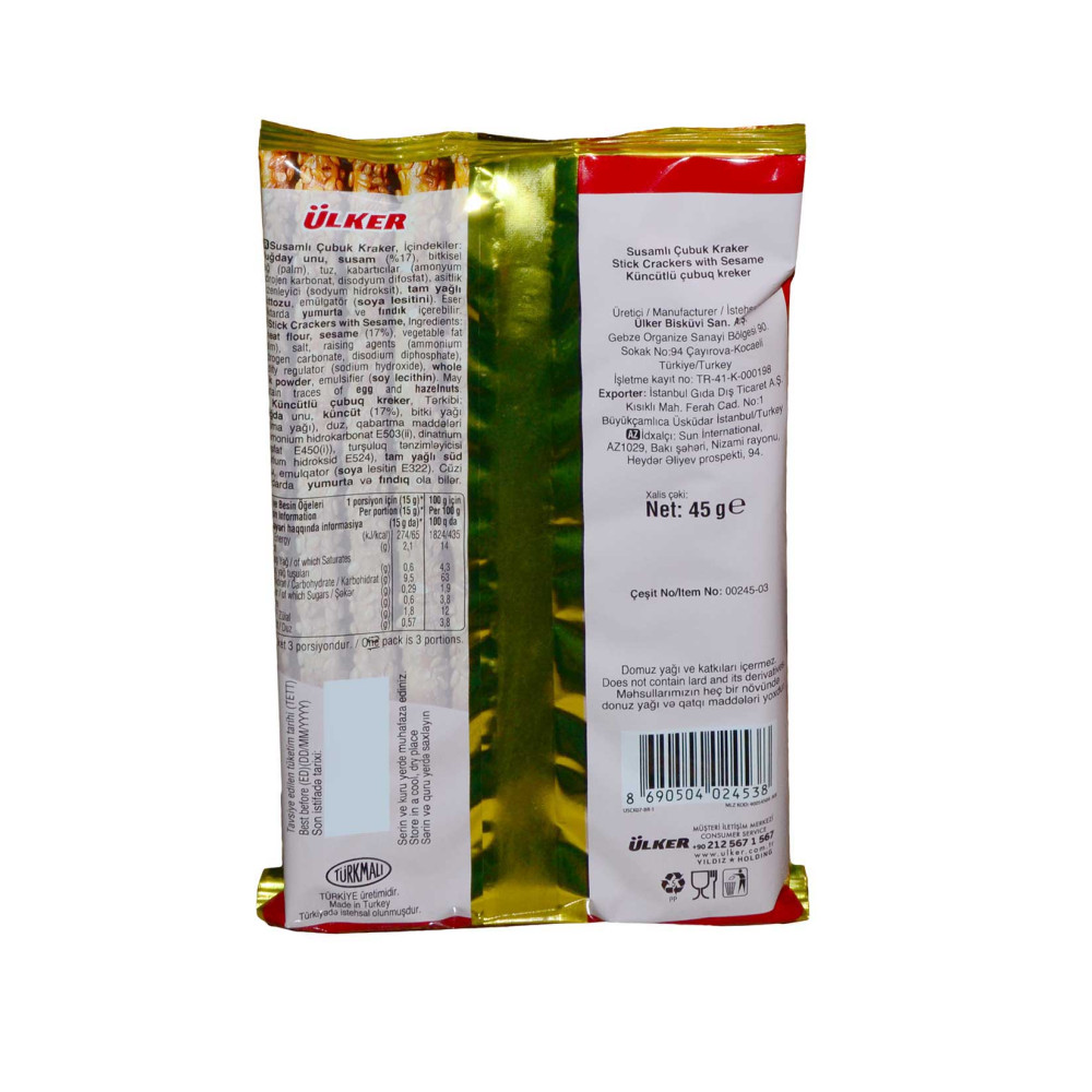Ülker Çubuk Kraker 45 gr Susamlı
