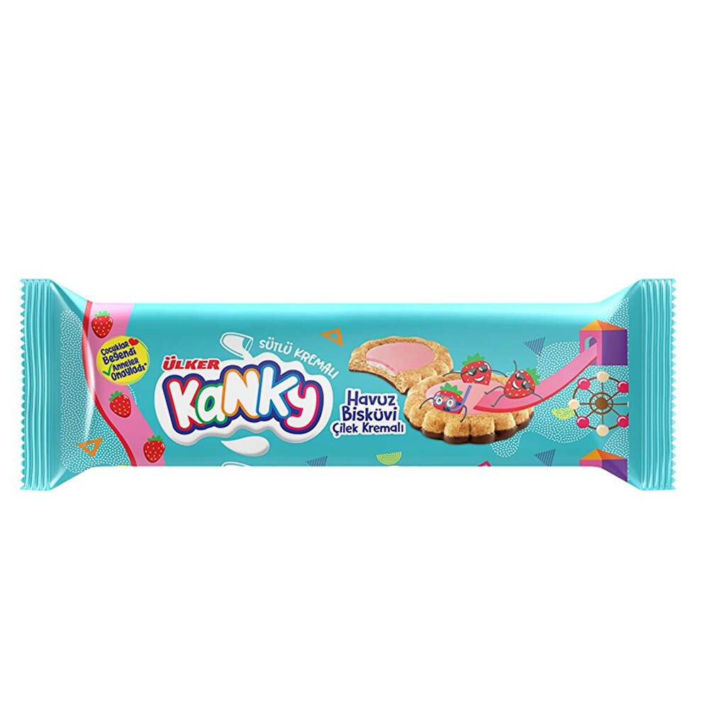 Ülker Kanky Sütlü-Çilek Kremalı Havuz Bisküvi 84 g Çikolata ve Gofret Fiyatı