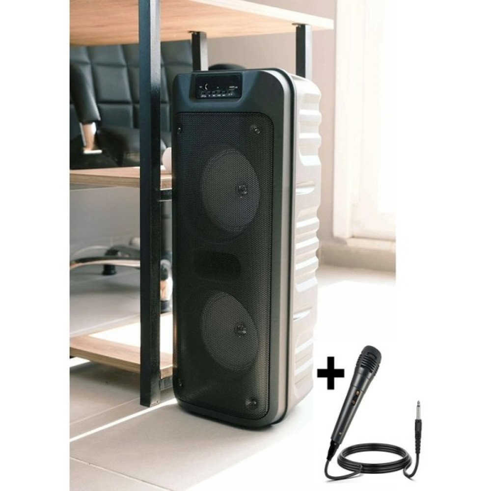 Ultra Güçlü Mikrofonlu Rgb Işıklı Bluetooth Özellikli Fm Radyolu Ses Sistemi - Siyah Bluetooth Hoparlör Fiyatı
