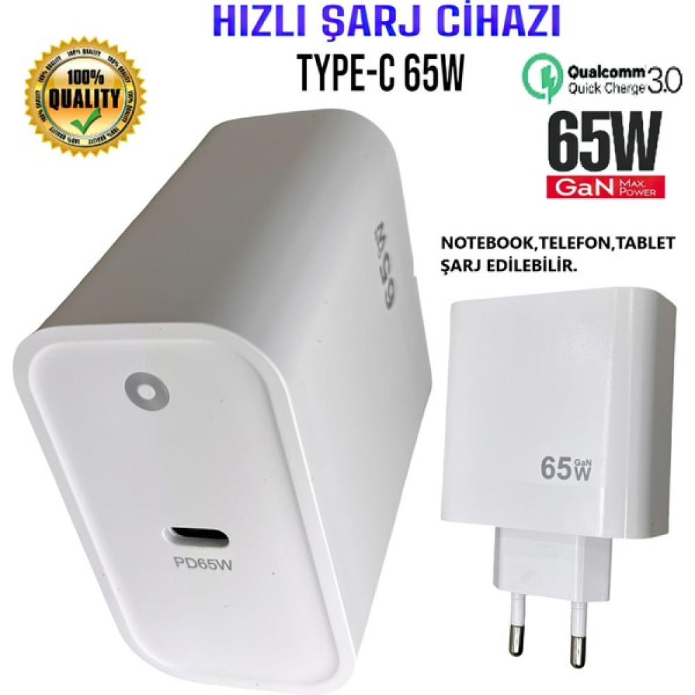 Ultra Hızlı 65W Turbo Pd Şarj Cihazı TD-PA153(NOTEBOOK,TELEFON,TABLET Şarj Edilebilir.) - 65W SB GaN White Oto Boyaları Fiyatı