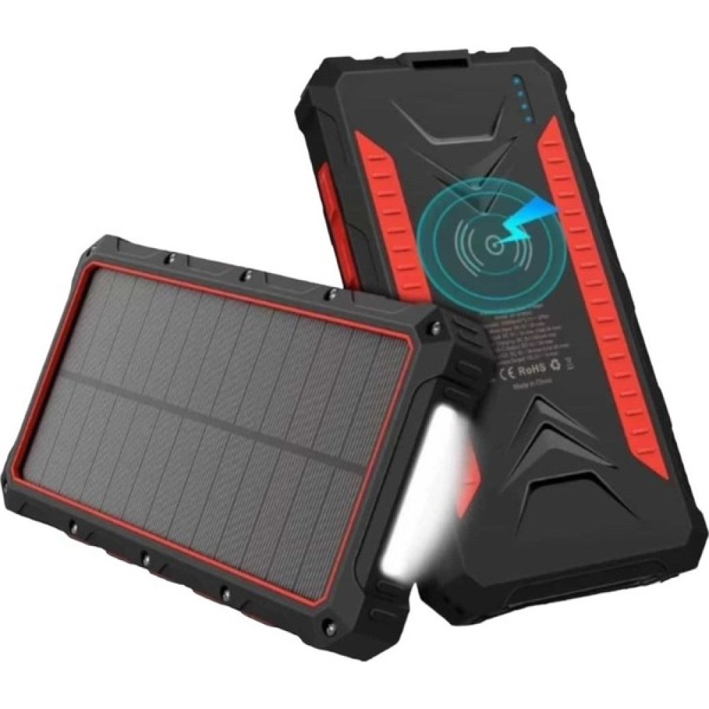 Ultratekno 20000 Mah Solar Panelli Qi Wireless Powerbank Acil Durum El Fenerli Taşınabilir Şarj Cihazı - Siyah Taşınabilir Şarj Cihazı - Powerbank Fiyatı