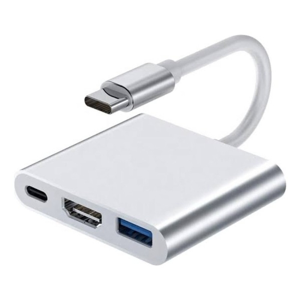 Ultratekno 3in1 Type-C To HDMI Hub Port Adaptör Pd USB 3.0 4K HDMI Çıkışlı Çoklayıcı - Gümüş Bilgisayar Çevirici ve Adaptörü Fiyatı