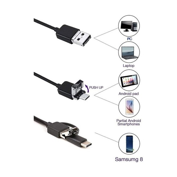 UltraTekno Endoskop 3 In 1 Yılan Kamera USB Micro USB Type-C Sert Kablo 2-5-10-15-20 Metre - 15 Metre Bilgisayar Çevirici ve Adaptörü Fiyatı
