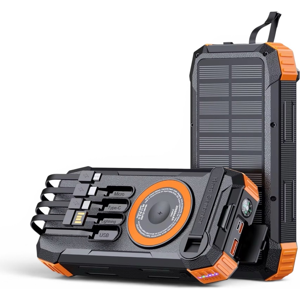 UltraTekno Fc-20 20000 Mah Solar Powerbank Pd 22.5W Hızlı Şarj Kablosuz Şarj El Kranklı LED Fenerli Kamp Tipi Güç Bankası - Siyah - Turuncu Cep Telefonu Şarj Cihazı Fiyatı