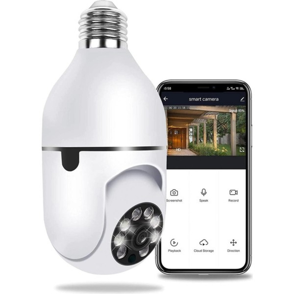 Ultratekno Gece Görüşlü 360 Derece LED Işık 1080P Wifi Kamera Kablosuz Panoramik Ev Güvenlik Balıkgözü Ampul Lamba Ip Kamera - Beyaz Güvenlik Kameraları Fiyatı