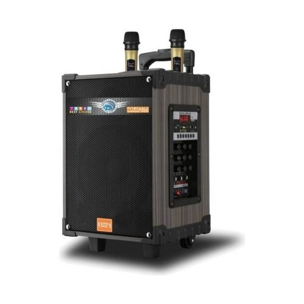 Ultratekno LT-910 Süper Bass Kumandalı Şarjlı Çift Mikrofonlu Hoparlör Sistemi Taşınabilir Amfi - Ahşap Docking Hoparlör Fiyatı