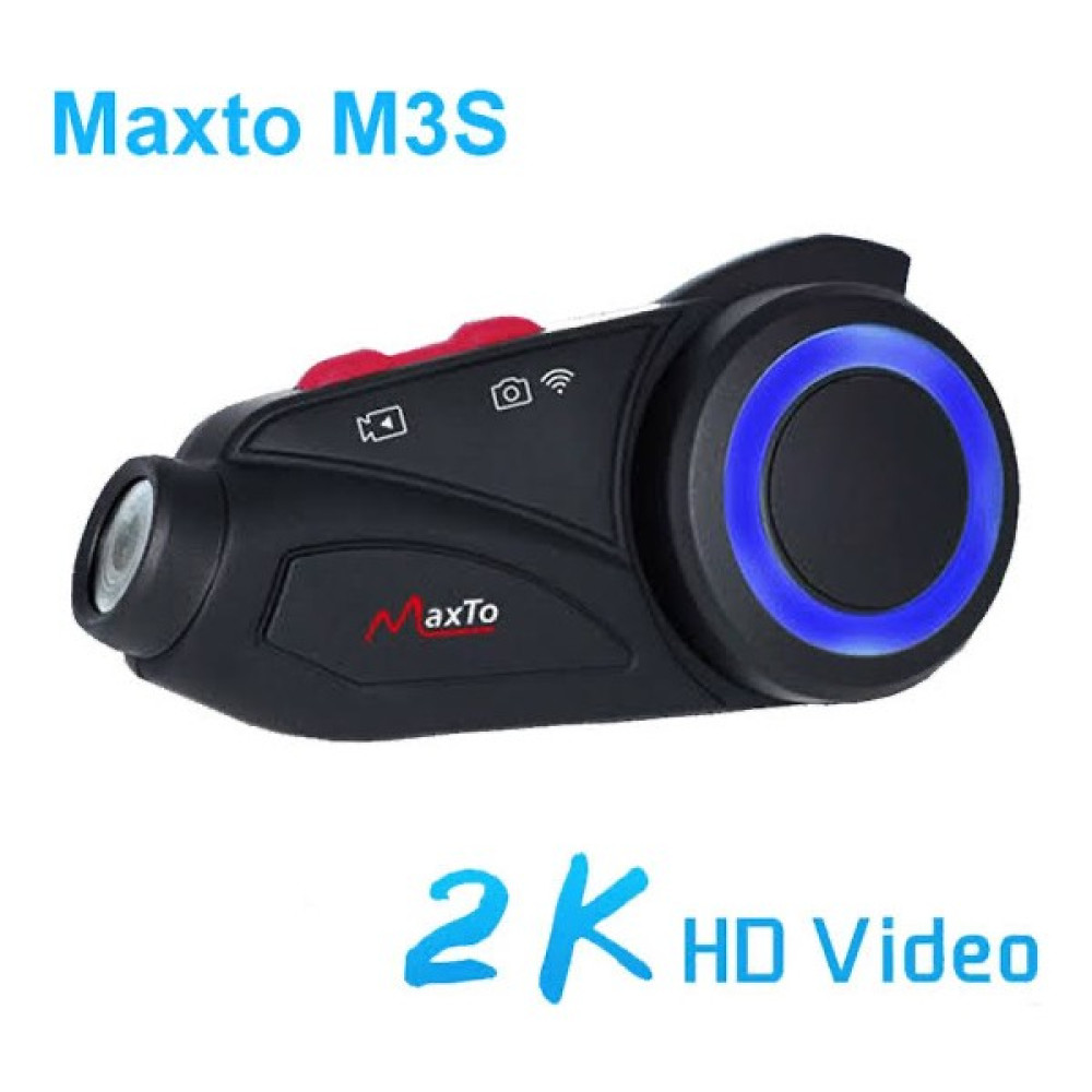 UltraTekno Maxto M3S 2k Hd 1440P Kameralı Intercom Motosiklet Kask Intercom - Siyah - Mavi Motorsiklet Aksesuarları Fiyatı