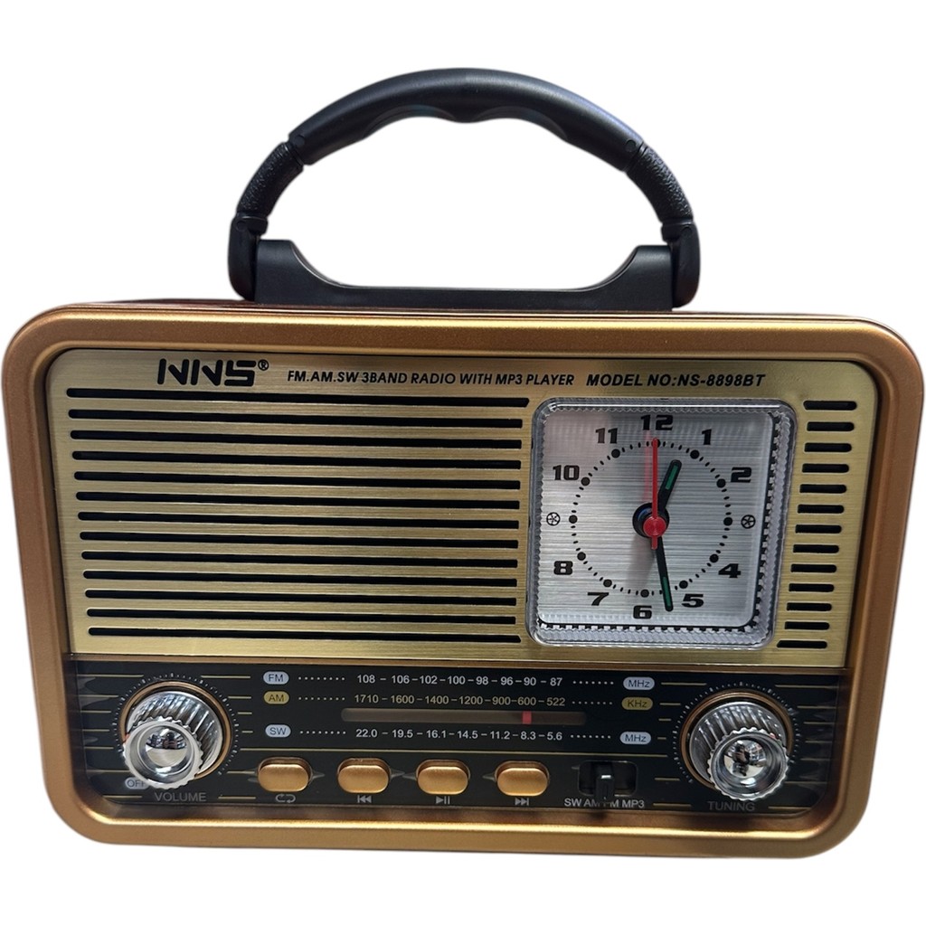 UltraTekno NS-8898BT Nostaljik Analog Saatli Fm Radyo Bluetooth Hoparlör USB Tf Aux Mp3 Çalar - Açık Kahverengi Bluetooth Hoparlör Fiyatı