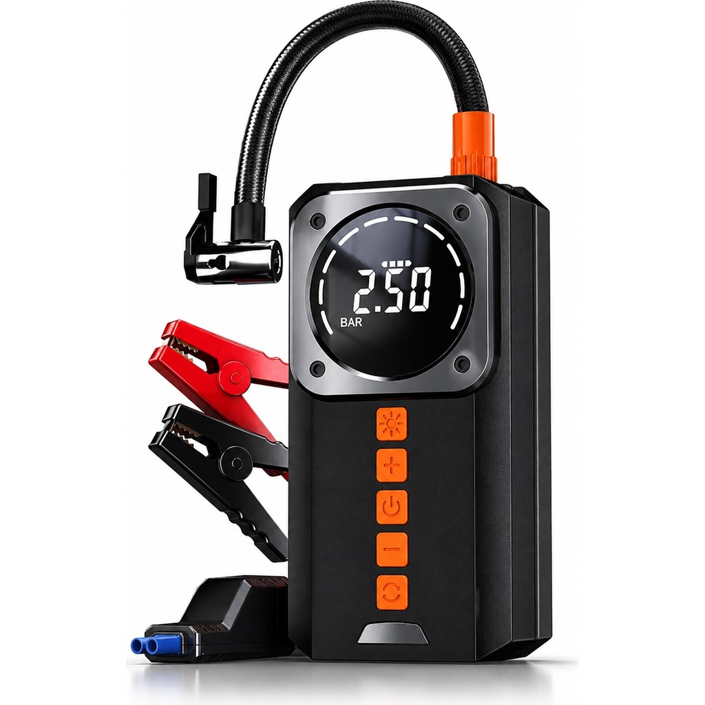 UltraTekno Taşınabilir Dijital Hava Kompresörü 150 Psı | Akü Takviye Özellikli | 8.000 Mah Powerbank | LED Fener | Araç Lastik Şişirme Pompası - Siyah Hava Kompresörü Fiyatı
