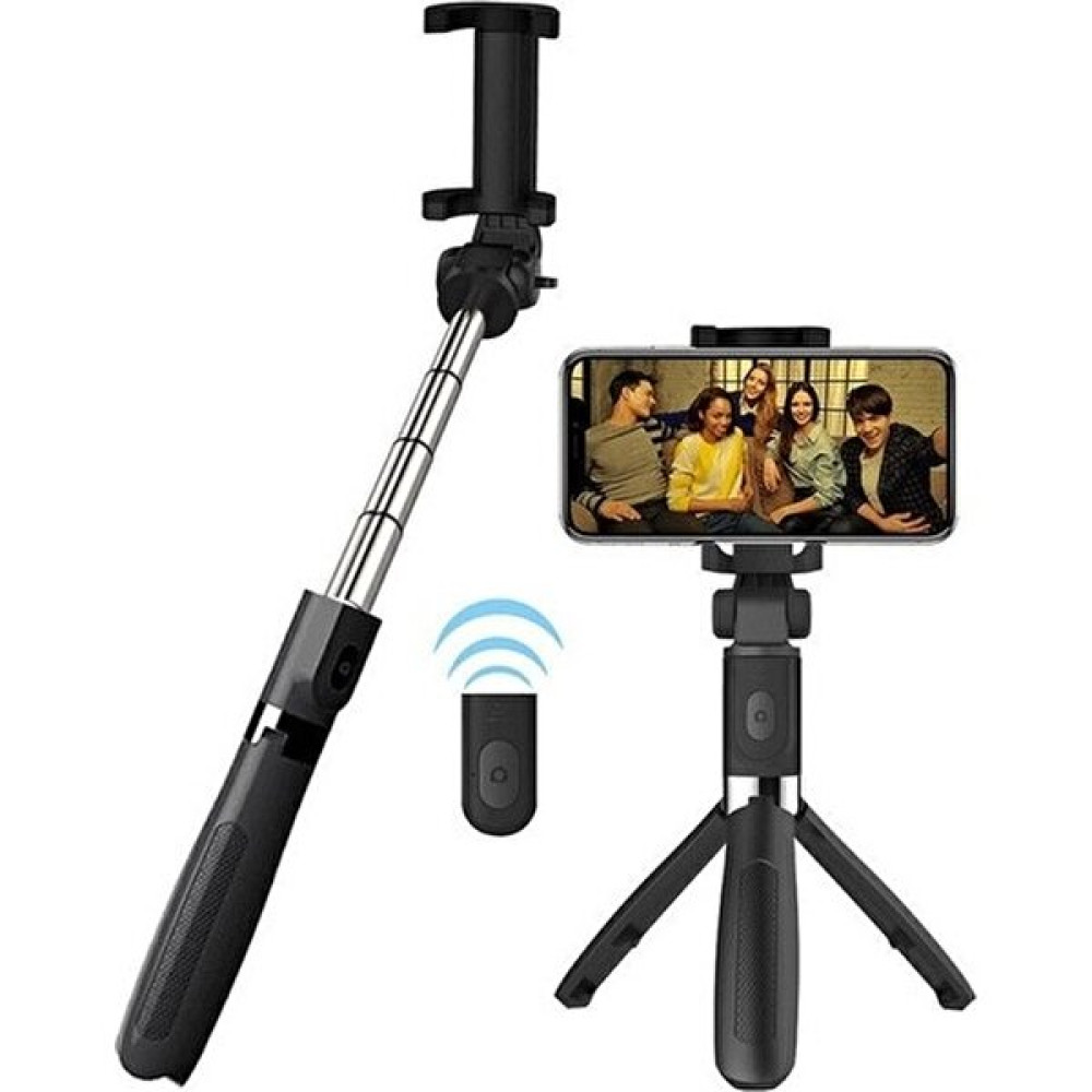 UltraTekno Uzaktan Kumandalı Bluetooth Selfie Çubuğu 3 Ayaklı 60 cm Tripod L01 - Siyah Tripodlar Fiyatı