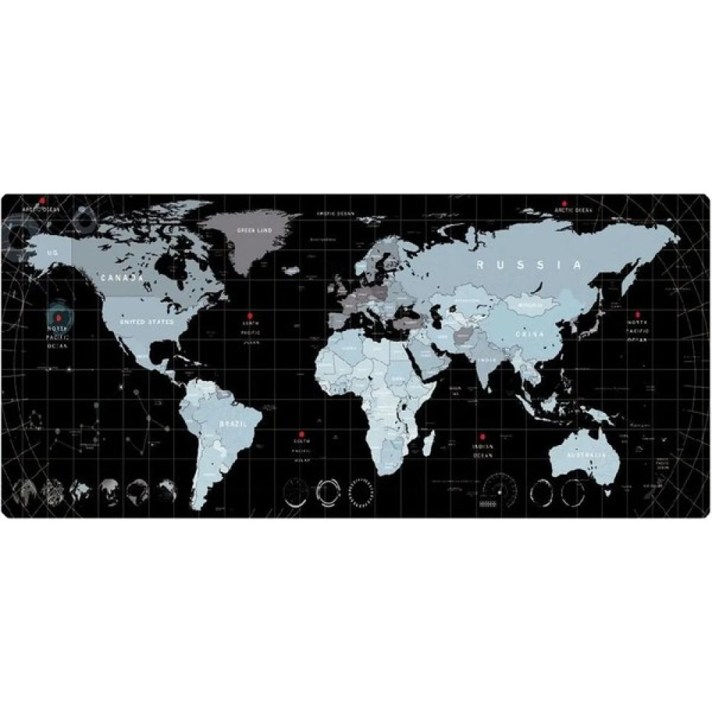 Ulu Bilgisayar Dünya Temalı Geniş Mouse Pad 70X30 cm Kaymaz Dikişli Kenar - Siyah Mouse Pad Fiyatı
