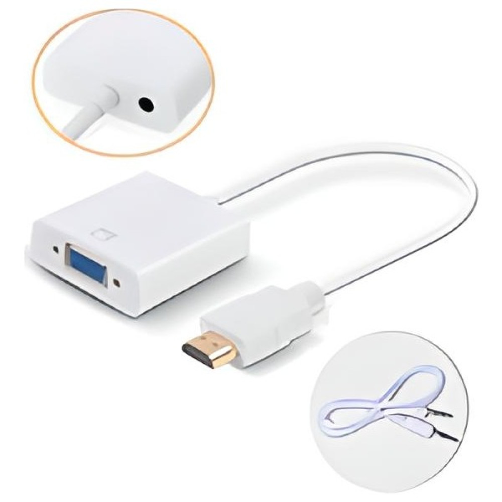 Ulu Bilgisayar HDMI To VGA Dönüştürücü Çevirici Sesli Kablo - Beyaz Bilgisayar Çevirici ve Adaptörü Fiyatı