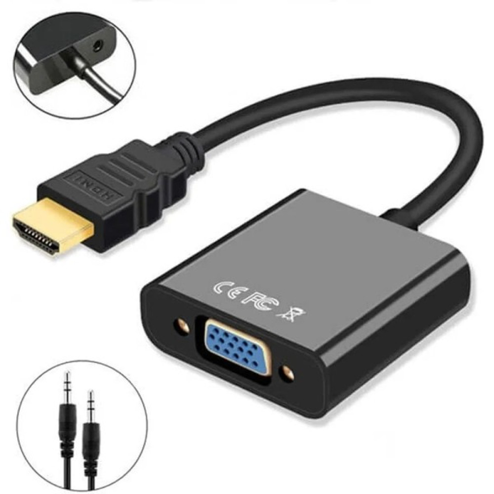 Ulu Bilgisayar HDMI To VGA Dönüştürücü Çevirici Sesli Kablo - Siyah Bilgisayar Çevirici ve Adaptörü Fiyatı
