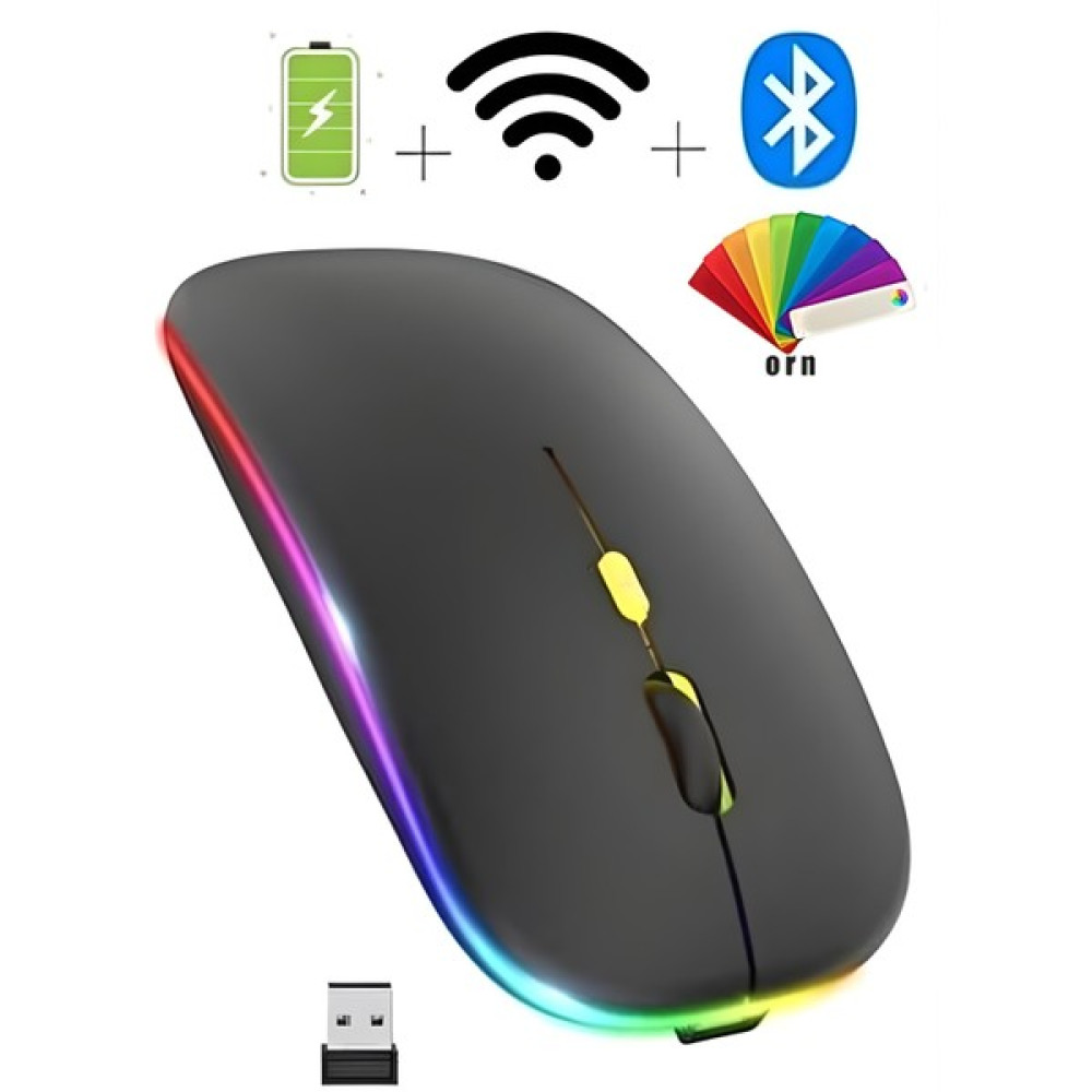Ulu Bilgisayar Orn Kablosuz Fare Wireless Bluetooth Mouse 4 Tuşlu Renk Sessiz Şarj Edilebilir - Siyah Klavye - Mouse Fiyatı