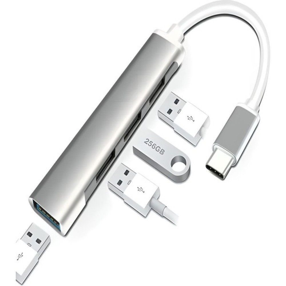 Ulu Bilgisayar Type-C To USB Hub 4 Port Çoklayıcı Macbook ile Uyumlu Çoğaltıcı Type C To USB Converter Hub - Gri Bilgisayar Çevirici ve Adaptörü Fiyatı