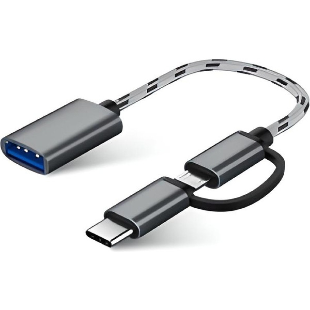 Ulu Bilgisayar USB 3.0 Otg To Type-C Micro USB Data Şarj Çevirici Dönüştürücü Adaptör - Gri Bilgisayar Çevirici ve Adaptörü Fiyatı