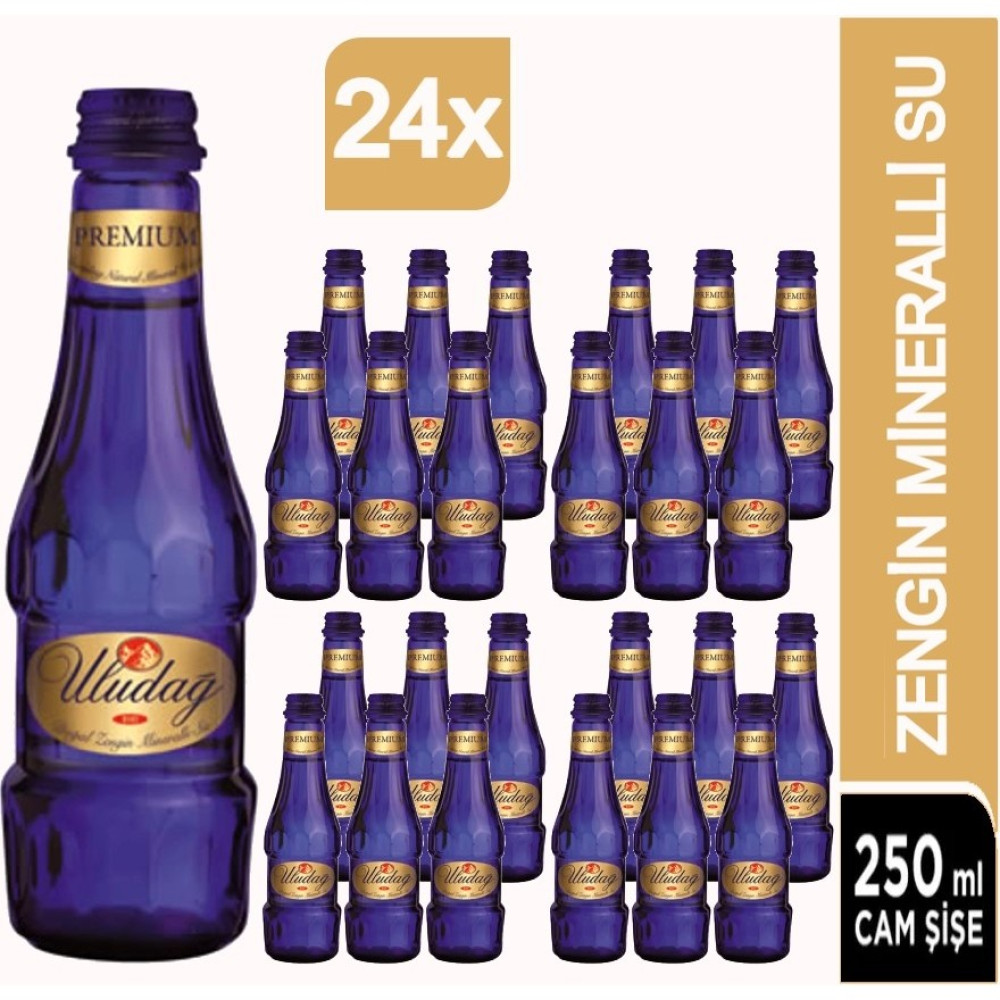 Uludağ Premium Doğal Mineralli Su 24 x 250 ml - 1 Su Fiyatı