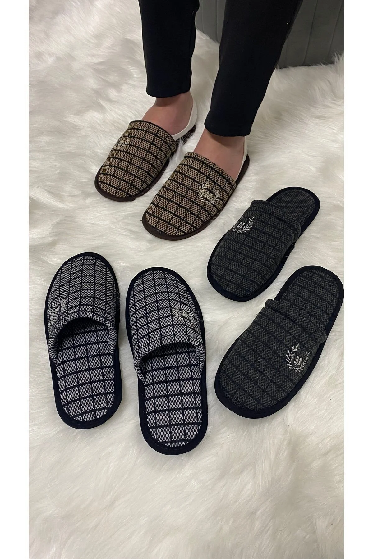 ULUSEN 3lü Erkek Ev Terliği-misafir Terliği-çeyiz Bohça Terliği-damat Terliği-balkon Terliği 43 Beden" Unisex Sandalet Fiyatı