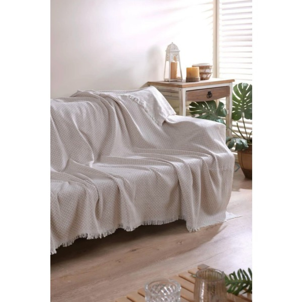 Uma Tekstil Koltuk Şalı Naturelpamuklu - Bej - 170 x 210 cm Koltuk & Kanepe Örtüsü Fiyatı