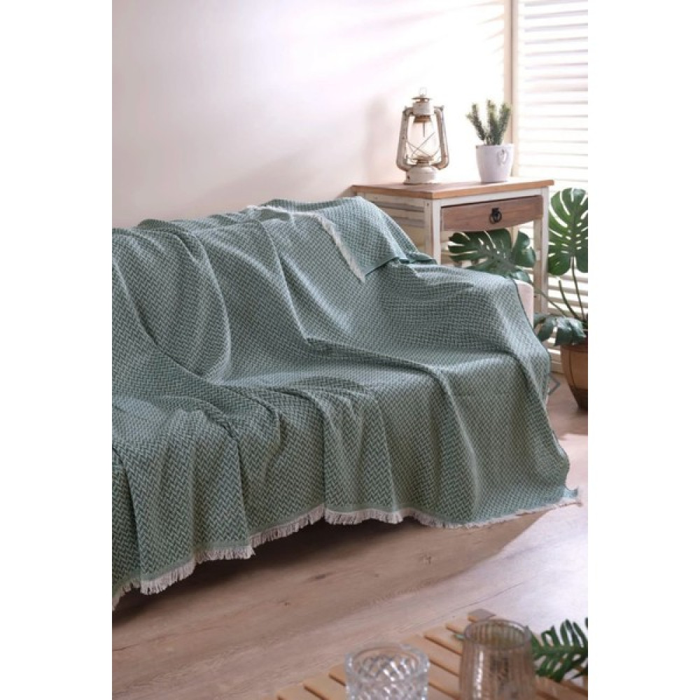 Uma Tekstil Koltuk Şalı Naturelpamuklu - Yeşil - 170 x 210 cm Koltuk & Kanepe Örtüsü Fiyatı