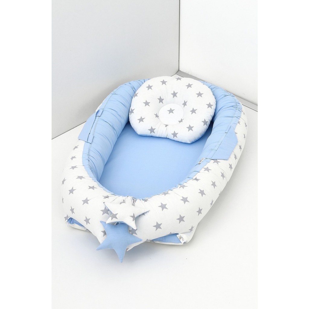 Umaybebek Babynest, Bebek Uyku Yatağı 0-2 Yaş - Pamuk Kumaş - Mavi Beyaz Yıldız - Mavi - Beyaz - 60 x 90 cm SSD / Solid State Drive Fiyatı
