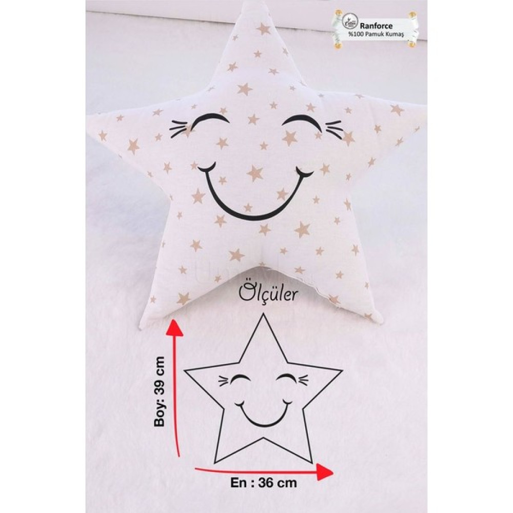 Umaybebek Bebek çocuk odası Yıldız Yastık, Dekoratif yastık - 15 x 28 cm - Kahverengi Kırlent / Mobilya Yastığı Fiyatı