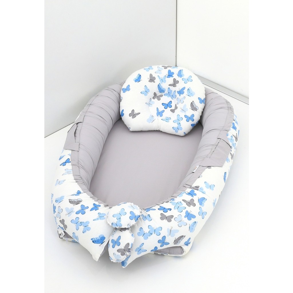 Umaybebek Mavi Kelebek Desenli Bebek Uyku Yatağı 60 x 90 cm %100 Pamuk Kumaş Diğer Fiyatı