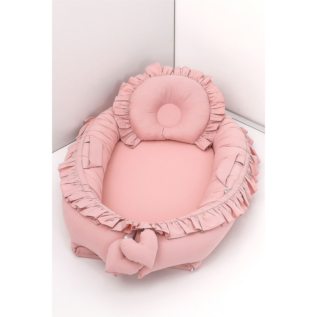Umaybebek Pudra Fırfırlı Babynest Bebek Uyku Yatağı %100 Pamuk 60 x 90 cm 0-2 Yaş İçin Diğer Fiyatı