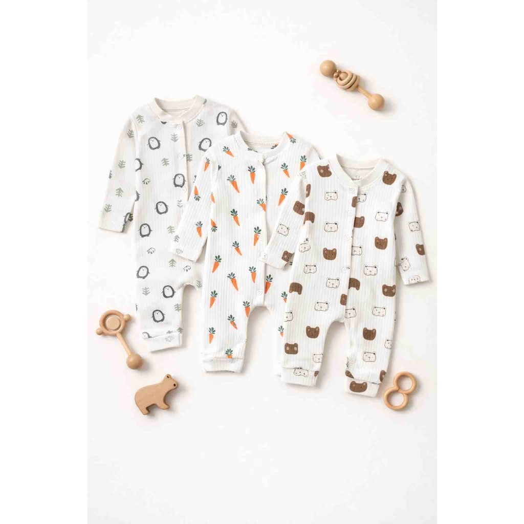 UmBaby Erkek Bebek 3 Lü Tulum Set Pamuklu Karışık Desen Giyim & İç Giyim Fiyatı
