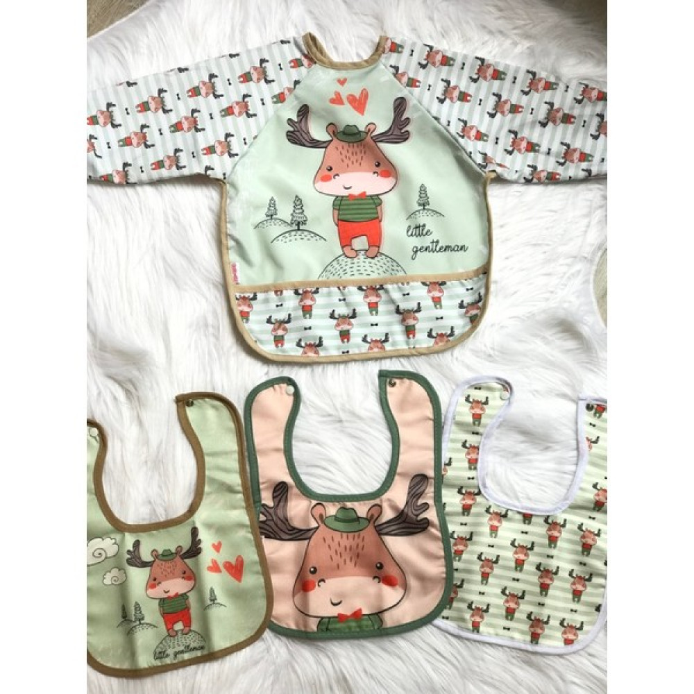 UmBaby Geyik Desenli 1 Parça Uzun Kol 3 Parça Yakalı Set Bebek Mama Önlüğü(6 - 24 Ay) - Standart - Renkli Mama Önlüğü Fiyatı